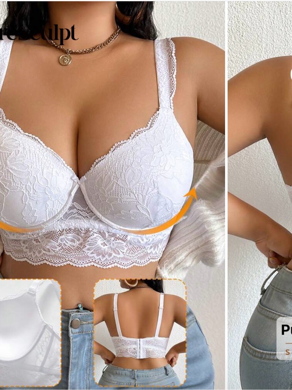SHEIN Plus Size White Lace Underwire Bra Size 42C NWT